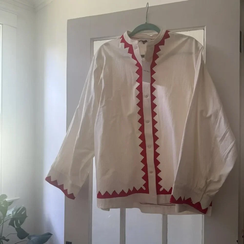 Nikki Chasin  Alpha Buttondown Ivory/Poppy - Picture 2 of 4